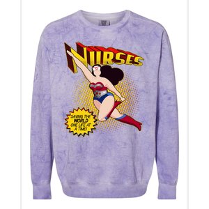 Superhero Nurses Saving The World One Life At A Time Colorblast Crewneck Sweatshirt