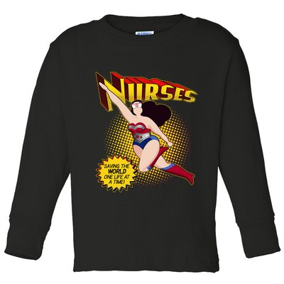 Superhero Nurses Saving The World One Life At A Time Toddler Long Sleeve Shirt
