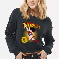 Superhero Nurses Saving The World One Life At A Time Cropped Pullover Crew