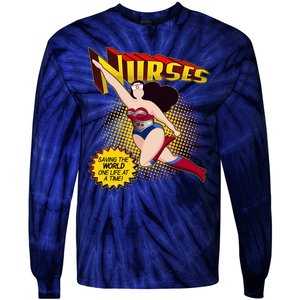 Superhero Nurses Saving The World One Life At A Time Tie-Dye Long Sleeve Shirt