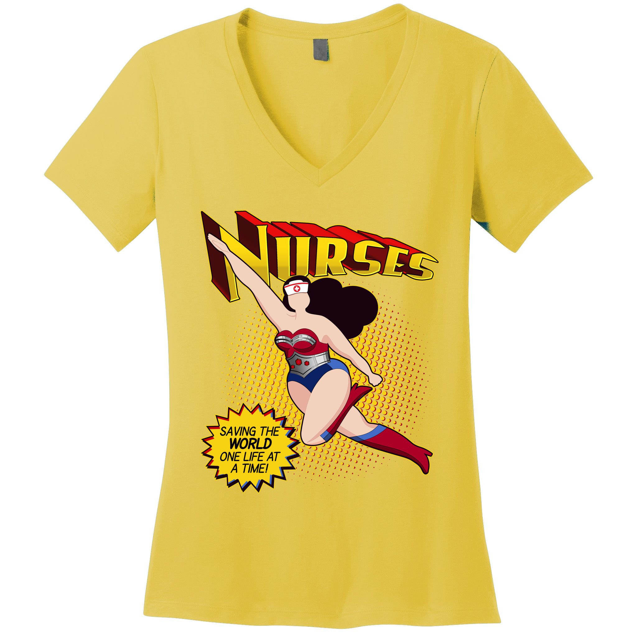 Superhero Nurses Saving The World One Life At A Time Women's V-Neck T-Shirt