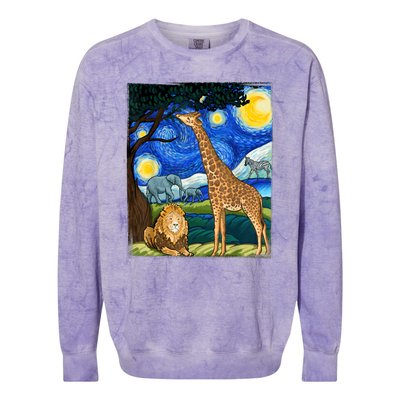 Safari Night Starry Night Zoo Animals Animal Art Safari Colorblast Crewneck Sweatshirt