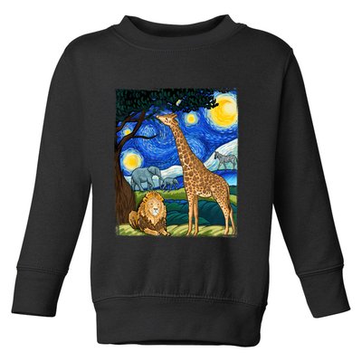 Safari Night Starry Night Zoo Animals Animal Art Safari Toddler Sweatshirt