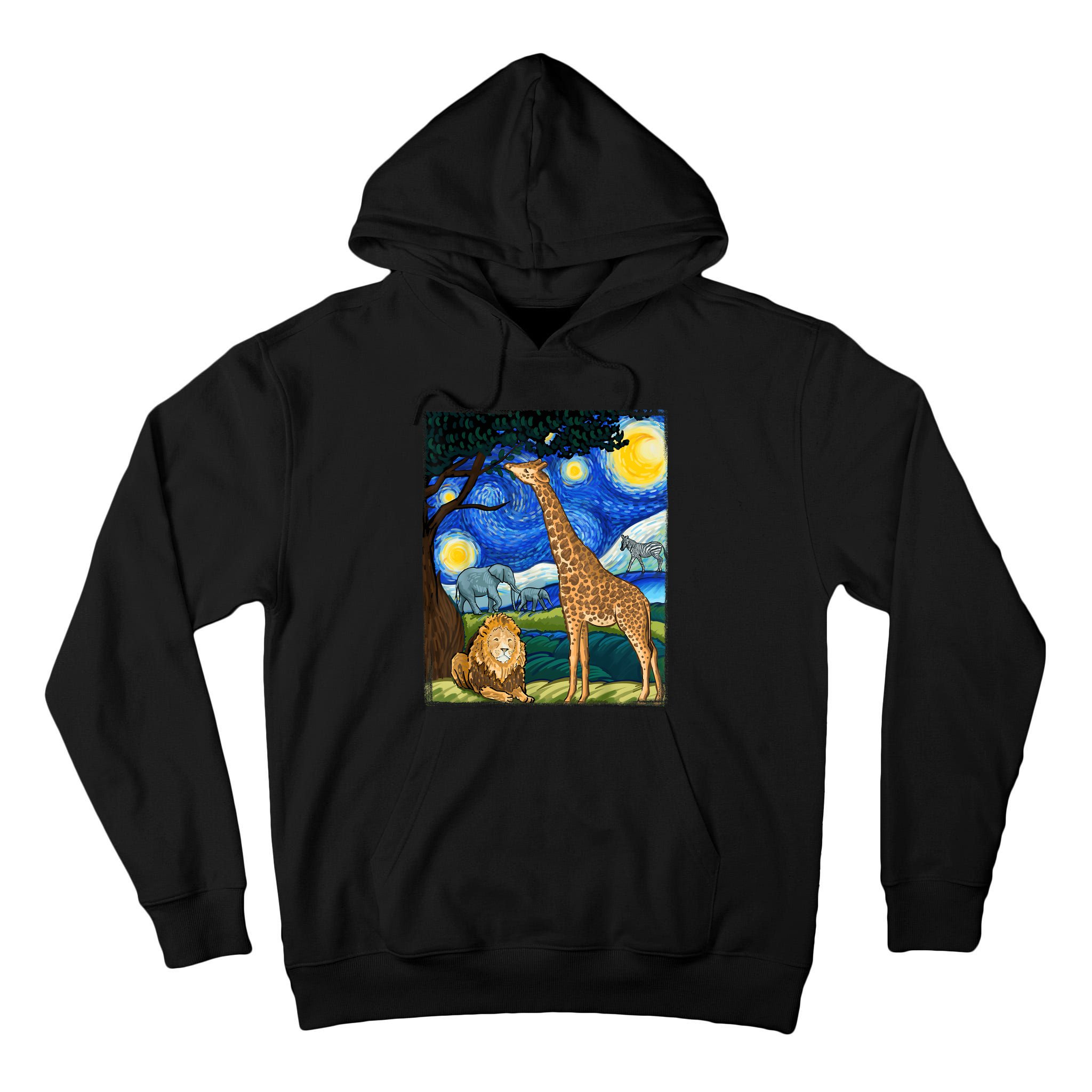 Safari Night Starry Night Zoo Animals Animal Art Safari Tall Hoodie
