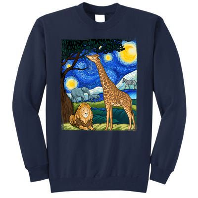 Safari Night Starry Night Zoo Animals Animal Art Safari Tall Sweatshirt