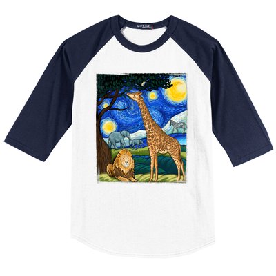 Safari Night Starry Night Zoo Animals Animal Art Safari Baseball Sleeve Shirt