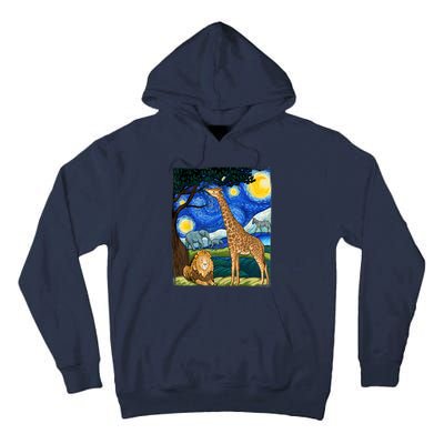 Safari Night Starry Night Zoo Animals Animal Art Safari Tall Hoodie