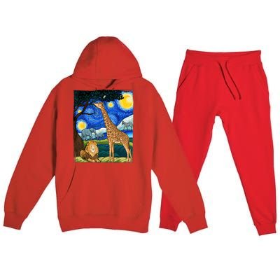 Safari Night Starry Night Zoo Animals Animal Art Safari Premium Hooded Sweatsuit Set