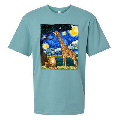 Safari Night Starry Night Zoo Animals Animal Art Safari Sueded Cloud Jersey T-Shirt