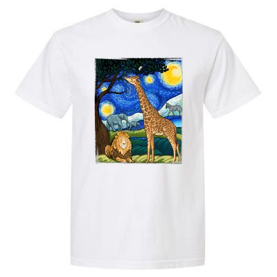 Safari Night Starry Night Zoo Animals Animal Art Safari Garment-Dyed Heavyweight T-Shirt