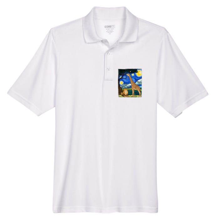 Safari Night Starry Night Zoo Animals Animal Art Safari Men's Origin Performance Pique Polo