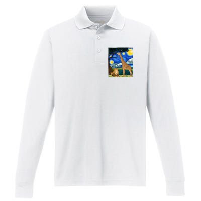 Safari Night Starry Night Zoo Animals Animal Art Safari Performance Long Sleeve Polo