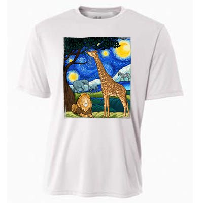 Safari Night Starry Night Zoo Animals Animal Art Safari Cooling Performance Crew T-Shirt