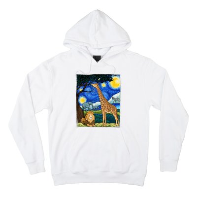 Safari Night Starry Night Zoo Animals Animal Art Safari Hoodie