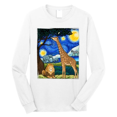 Safari Night Starry Night Zoo Animals Animal Art Safari Long Sleeve Shirt