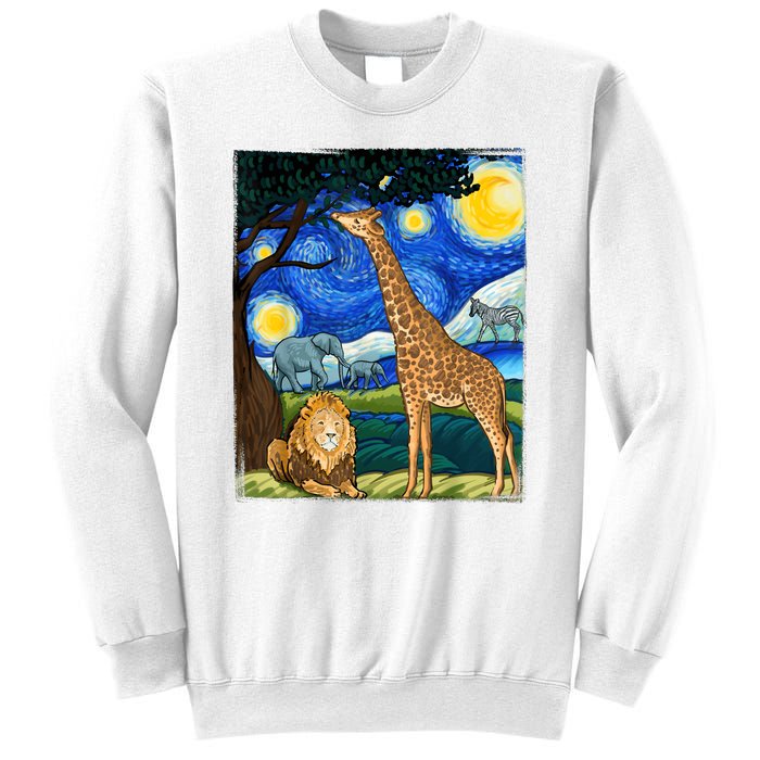 Safari Night Starry Night Zoo Animals Animal Art Safari Sweatshirt