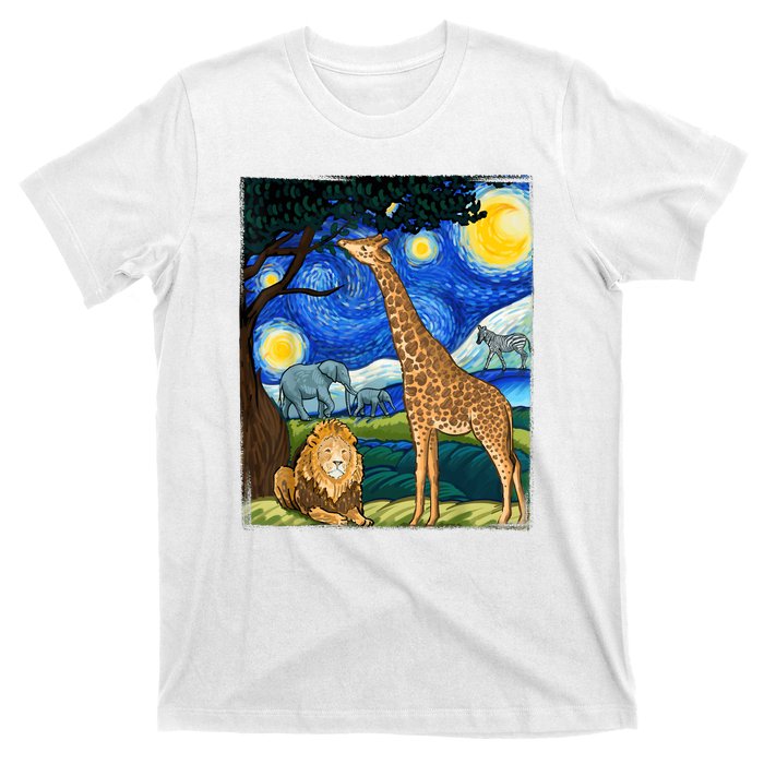 Safari Night Starry Night Zoo Animals Animal Art Safari T-Shirt