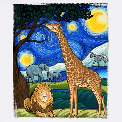 Safari Night Starry Night Zoo Animals Animal Art Safari T-Shirt