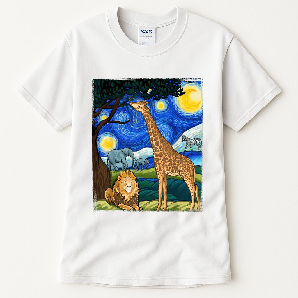 Safari Night Starry Night Zoo Animals Animal Art Safari Tall T-Shirt