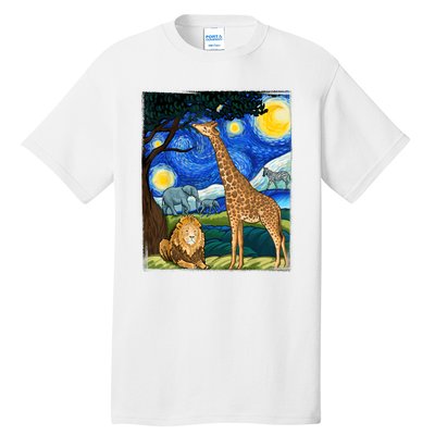 Safari Night Starry Night Zoo Animals Animal Art Safari Tall T-Shirt