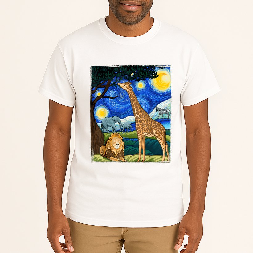 Safari Night Starry Night Zoo Animals Animal Art Safari Tall T-Shirt
