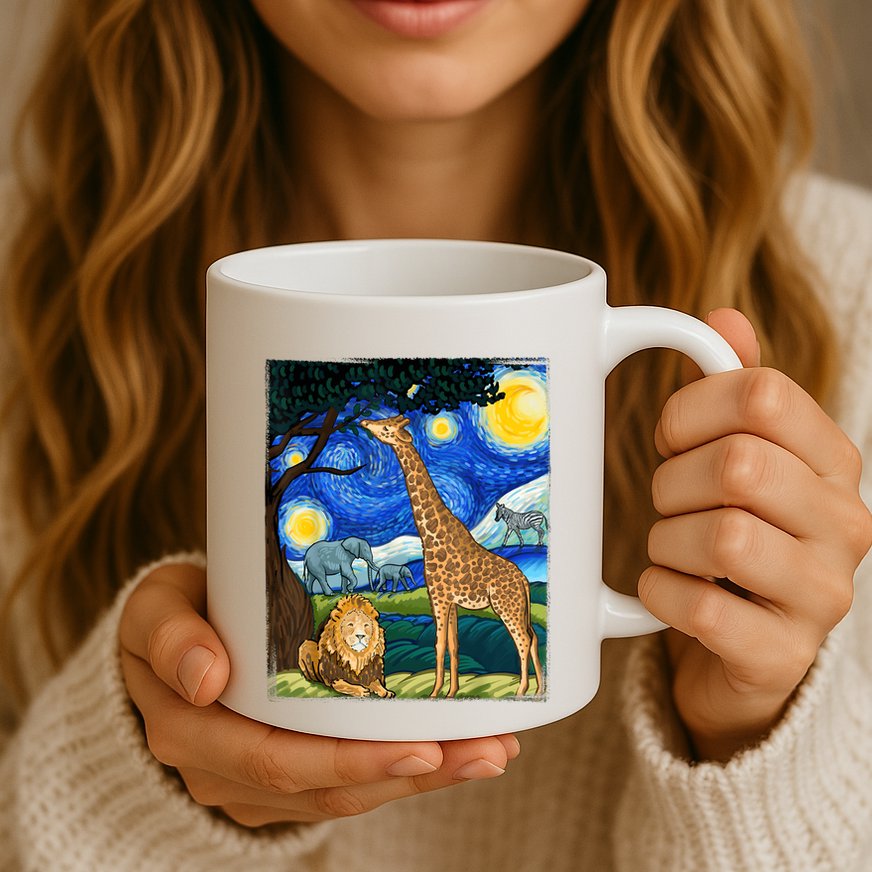 Safari Night Starry Night Zoo Animals Animal Art Safari Mug