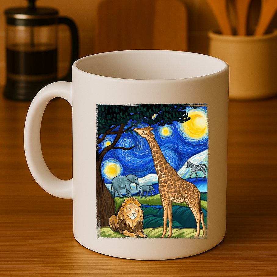 Safari Night Starry Night Zoo Animals Animal Art Safari Mug