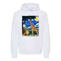 Safari Night Starry Night Zoo Animals Animal Art Safari Premium Hoodie