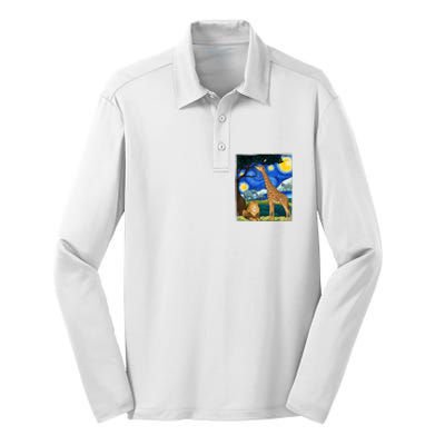 Safari Night Starry Night Zoo Animals Animal Art Safari Silk Touch Performance Long Sleeve Polo