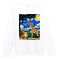 Safari Night Starry Night Zoo Animals Animal Art Safari Premium Crewneck Sweatshirt