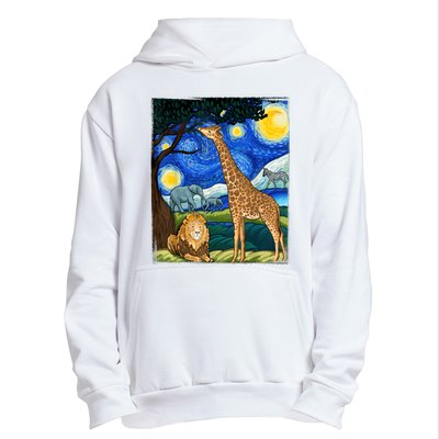 Safari Night Starry Night Zoo Animals Animal Art Safari Urban Pullover Hoodie