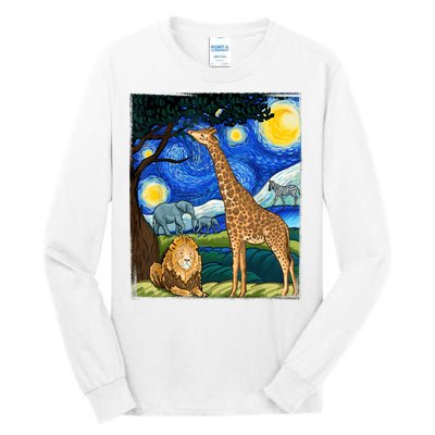 Safari Night Starry Night Zoo Animals Animal Art Safari Tall Long Sleeve T-Shirt