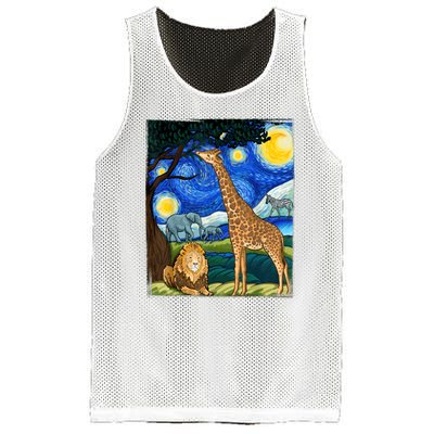 Safari Night Starry Night Zoo Animals Animal Art Safari Mesh Reversible Basketball Jersey Tank