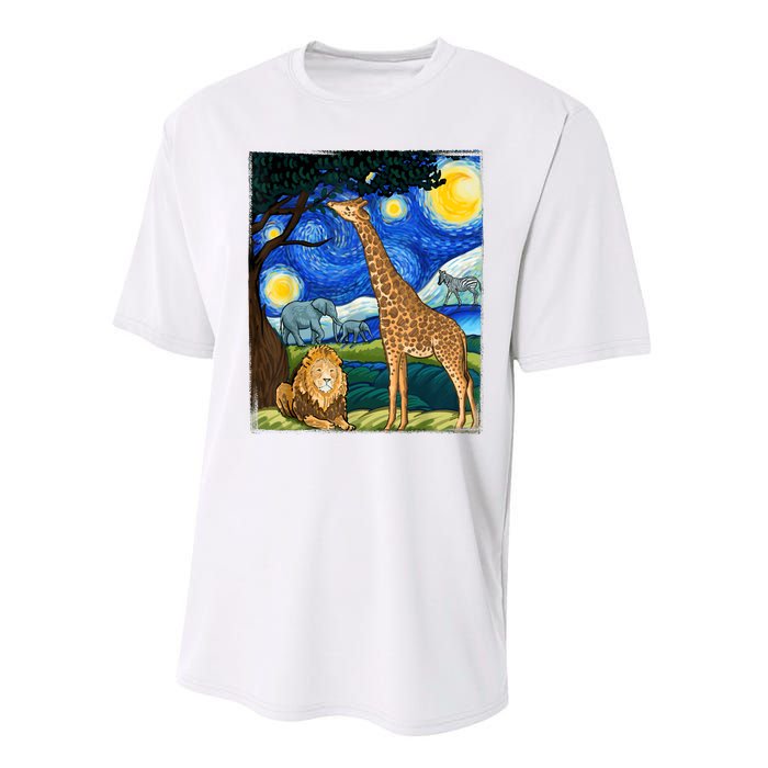 Safari Night Starry Night Zoo Animals Animal Art Safari Performance Sprint T-Shirt