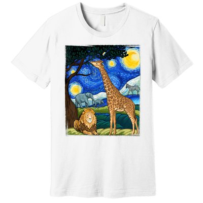 Safari Night Starry Night Zoo Animals Animal Art Safari Premium T-Shirt