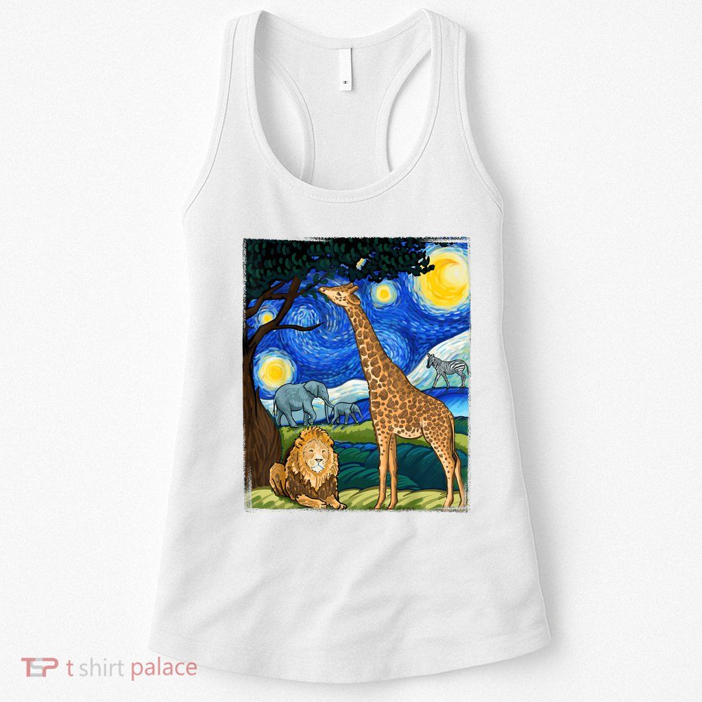 Safari Night Starry Night Zoo Animals Animal Art Safari Womens Tank Top