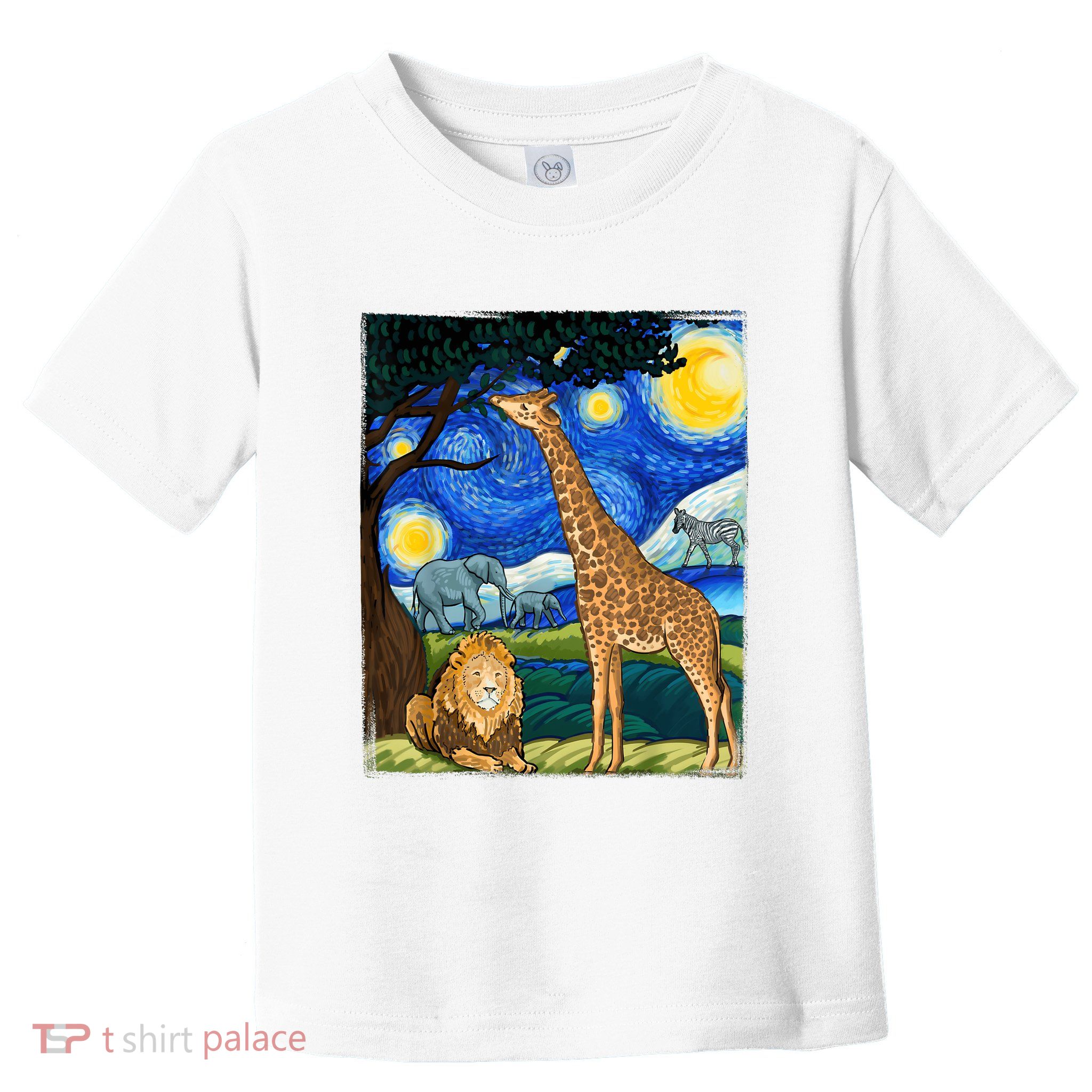 Safari Night Starry Night Zoo Animals Animal Art Safari Toddler T-Shirt