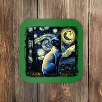 Starry Night Siamese Cat Funny Cat Graphic Cat Lover Coaster