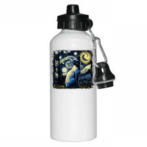 Starry Night Siamese Cat Funny Cat Graphic Cat Lover Aluminum Water Bottle