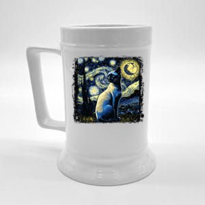 Starry Night Siamese Cat Funny Cat Graphic Cat Lover Beer Stein