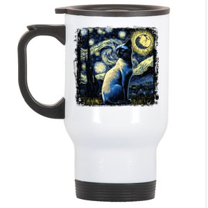 Starry Night Siamese Cat Funny Cat Graphic Cat Lover Stainless Steel Travel Mug