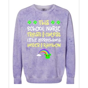 School Nurse St Patrick Day Leprechauns Rainbow Paddy Green Gift Colorblast Crewneck Sweatshirt