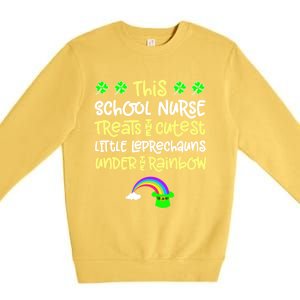 School Nurse St Patrick Day Leprechauns Rainbow Paddy Green Gift Premium Crewneck Sweatshirt