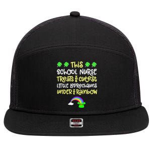 School Nurse St Patrick Day Leprechauns Rainbow Paddy Green Gift 7 Panel Mesh Trucker Snapback Hat