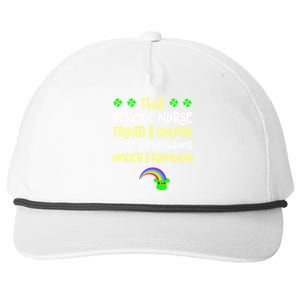 School Nurse St Patrick Day Leprechauns Rainbow Paddy Green Gift Snapback Five-Panel Rope Hat