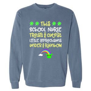 School Nurse St Patrick Day Leprechauns Rainbow Paddy Green Gift Garment-Dyed Sweatshirt