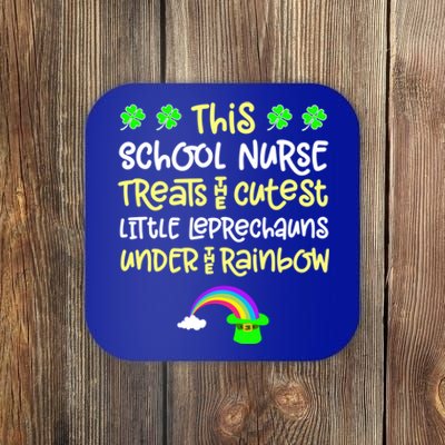 School Nurse St Patrick Day Leprechauns Rainbow Paddy Green Gift Coaster