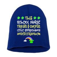 School Nurse St Patrick Day Leprechauns Rainbow Paddy Green Gift Short Acrylic Beanie