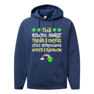 School Nurse St Patrick Day Leprechauns Rainbow Paddy Green Gift Performance Fleece Hoodie