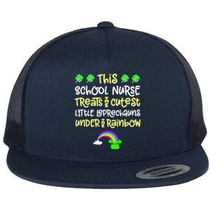 School Nurse St Patrick Day Leprechauns Rainbow Paddy Green Gift Flat Bill Trucker Hat